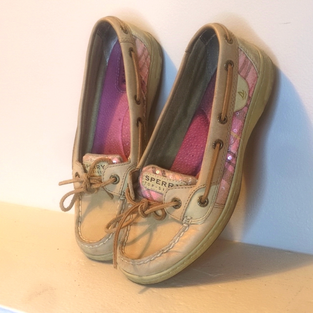 Sperry pink and tan women's 7m great condition
